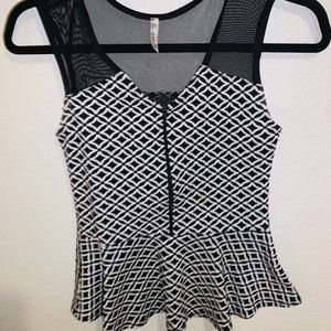 Diamond pattern black and white shirt